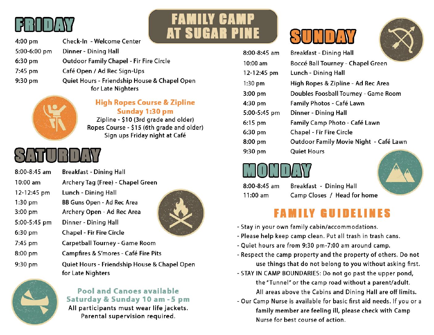Family Camp 2023 Weekend Program