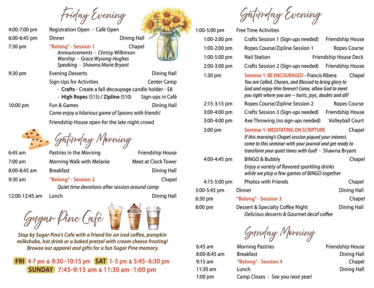 2026 Women's Retreat Schedule